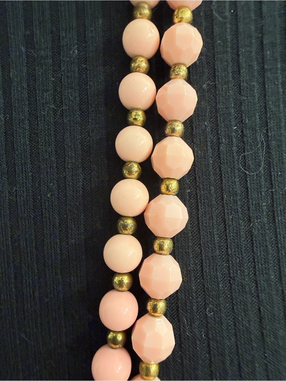 Vintage Pink Beaded Necklaces Set of 2 Long Layering Gold Tone - Picture 3 of 8